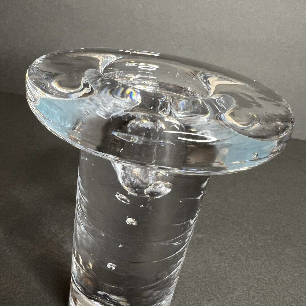 Kosta Boda COOL Collection Candle Holder Kjell Engman Ice Clear Minimalist 5.25” - Picture 6 of 6